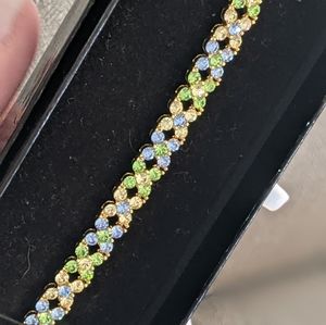 GORGEOUS VINTAGE NEW IN BOX JOAN RIVERS RETIRED BLUE GREEN YELLOW BRACELET!